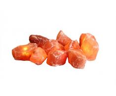 Himalaya Sel Dreams Lumineux avec Cristaux Ampoules Cristal, Lot de 10, avec Guirlande Lumineuse, Cristal de sel, Orange, 20 x 20 x 9 cm, de 2 unités