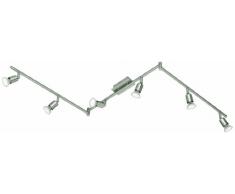 Reality, Spot, Nimes incl. 6 x LED,GU10,3,0 Watt,3000K,230 Lm. Corps: metal, Nickel mat L:150,0cm, L:5,0cm, H:19,5cm IP20