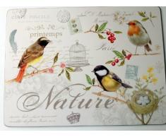 Nuova R2S 608OISE Set 4 Sets de Table Rigides Oiseaux Bois