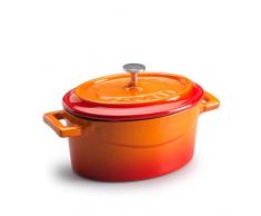 Pentole Agnelli Slowcook Casserole Ovale avec 2 poignées, en Fonte 4.8 litri Orange