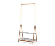 Foppapedretti â Myhome Portant Pliable pour vêtements avec 2 tablettes pour Ranger Accessoires, en Aluminium