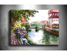 Bonamaison Peinture sur toile, multicolore, 40 x 60 cm - ConÃ§u et fabriquÃ© en Turquie