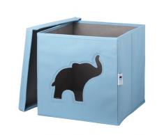 STORE.IT 750046 Boîte de Rangement pour Jouets avec fenêtre en Forme déléphant Bleu 30 x 30 x 30 cm