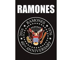 Heart Rock Licensed Drapeau Ramones â 40th Anniversary Logo, Tissu, Multicolore, 110 x 75 x 0,1 cm