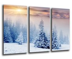 Tableau Moderne Photographique, Impression sur bois, Paysage dhiver enneigé, 97 x 62 cm, ref. 26072