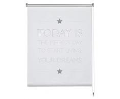 EASYFIX Store Enrouleur - Motto Today - Polyester - Blanc 60 x 150 cm (LxH)