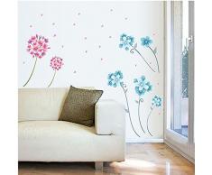 Enov Planet BeeStick Sticker Mural Sticker Fleurs Roses et Bleues, Sticker repositionnable, Taille 140x100 cm