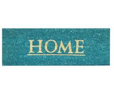 Jute & Co Home Paillasson imprimé, Envers en PVC, Surface en Coco, Turquoise, 26 x 75 cm
