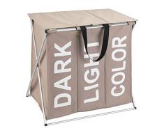 WENKO Panier à linge Trio Top - Corbeille à linge Capacité: 118 l, 57 x 57 x 38 cm, Taupe