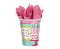 amscan International Lot de 8 gobelets en Papier Motif gÃ¢teau et Bougie 266 ML