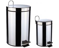 JJA 105373 2 Poubelles Inox 12 L + 3 L