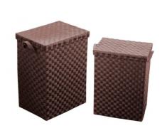 Premier Housewares Panier Ã linge avec poignÃ©es TressÃ© Marron Lot de 2