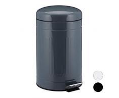 relaxdays 10025617_111 Poubelle, Acier Inoxydable, Gris, 44 x 25 x 31,5 cm