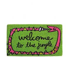 laroom Paillasson Motif Welcome to The Jungle, Jute and antidérapant, Vert, 40 x 70 x 1,8 cm