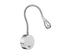 parlat LED ampoule de lecture/applique Han, col de cygne, chrome, interrupteur, blanche-chaude