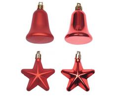 Present Simple 5BOP042RO Lot de 8 Suspensions Etoile/Cloche Rouge 8 cm