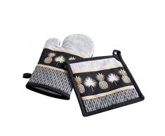 Douceur dIntÃ©rieur ANAGOLD Gant + MANIQUE, Noir, 18 x 28 CM/20 x 20 CM