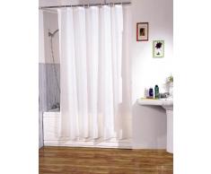 MSV 140101 Rideau de Douche Polyester + Plastique Blanc 180 x 200 x 0,1 cm - 12 anneaux inclus