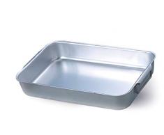 Pentole Agnelli - Plat à rôti rectangulaire à Angles Droits avec 2 poignées coudées, Aluminium, argenté 36x26x8 cm Argent