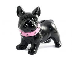 Home Bulldog Tirelire, céramique, Noir, 16 x 8 x 14 cm