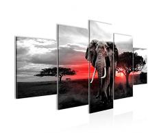 Tableau decoration murale ÃlÃ©phant dAfrique - XXL Impression sur Toile Salon Appartment 5 Parties - prÃªt Ã accrocher - 001253b