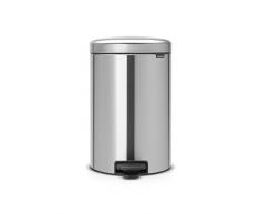 Brabantia 114021 Poubelle à Pédale Newicon avec Seau en Plastique, 20 L - Acier Mat