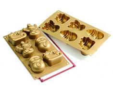 Silikomart 26.137.63.0063 SF137 Moule ThÃ¨me Funny Christmas 6 CavitÃ©s Silicone DorÃ©