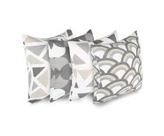 Penguin Home 3432 Lot de 4 housses de coussin carrÃ©es dÃ©coratives double face 100% coton avec fermeture Ã©clair invisible 45 x 45 x 1 cm, Gris, 45 X45 X1 cm