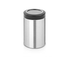 Brabantia 485565 Pot de Rangement avec Couvercle de fenÃªtre 1,4 L Argent/Noir, MÃ©tal, 11x11x17,5 cm