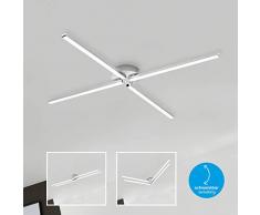 Briloner Leuchten 3181-049 LED, plafonnier 4 Lampes, 3 Bras orientables, 2000 lumens, 3000 Kelvin (Blanc Chaud), 20 Watts, Couleur Aluminium, 780x780x62mm (LxPxH)