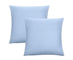 biberna 0077144Â de taies doreiller en Jersey 100% Coton avec Fermeture Ãclair Lot de 2, 40Â X 40Â cm Glace Bleu, 27Â x 18Â x 2Â cm