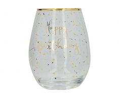 Creative Tops Ava et I Happy Birthday décoré en Verre de vin, 590 ML (0,6 l), Clair/doré, 9 x 9 x 12 cm