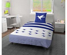 Soleil docre Colibri Parure Housse de Couette, Coton, Bleu, 140x200 cm
