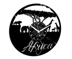 Horloge Murale en Vinyle Cadeau Fait Main Décorations Pour la Maison Home Office Voyage en Afrique Safari Animaux Sauvages