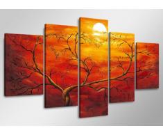 Visario 5506 Tableau sur Toile 5 pièces 160 cm (Rouge)