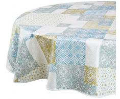 CALITEX Nappe Toile Cirée Mirano Bleu (Ovale 180 x 240 cm)