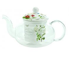 EASY LIFE 351NATU Coffret THEIERE 0,45L en Borosilicate ET Bone China, Porcelaine, Multicouleur, 18x10,5x11 cm