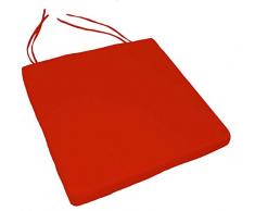 HomeMaison Galette de Chaise Outdoor dÃ©houssable Unie, Polyester, Rouge, 40x40 cm