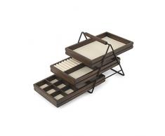 UMBRA Terrace Tray. Plateau de rangement pour bijoux Terrace. En bois, finition noyer. 3 plateaux. Dimension : 25,4 x 17,8 x 20.6cm