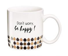 Draeger - Mug Original - Tasse Ã ThÃ© Ã Offrir en Cadeau Ã Vos Proches - Tasse Ã CafÃ© en Porcelaine Fine - 350 ML 8 cm de diamÃ¨tre x 8,5 cm de Hauteur Dont Worry be Happy