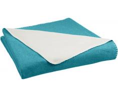 AmazonBasics Couverture en polaire 150 x 200 cm, Bleu sarcelle/Crème