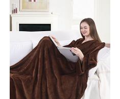 DecoKing 97014 TV Couverture 170 x 200 cm Marron Plaid en Microfibre avec Manches et Poches Couverture Polaire Microfibre Polaire Doux Doux spongieux füÃtasche Brown Chocolat Brown Choco