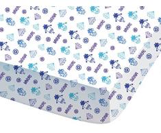 CTI Drap Housse pour Enfant, Coton, Bleu, 90x190 cm