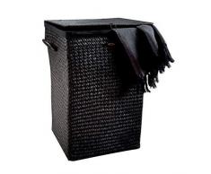 Compactor Home RAN5123 Panier Ã Linge, Jonc de Mer, Noir, 36 x 36 x 50 cm