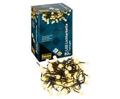 Idena Guirlande lumineuse LED avec minuterie avec boules, plastique, vert, 1300Â X 3Â X 3Â Cm