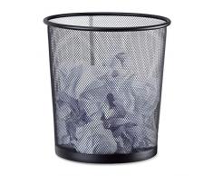 Relaxdays Poubelle métal maille Corbeille à papier bureau chambre treillis métallique 26 cm Ã, hauteur 27,5 cm, noir