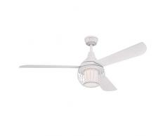 72207 Ventilateur de plafond dâintérieur Graham de 132 cm , kit dâéclairage LED à variateur avec abat-jour cage et verre opale dépoli, télécommande incluse