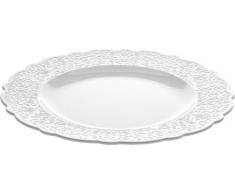 Alessi Mw01/1 Dressed Assiette Plate en Porcelaine Blanche avec DÃ©coration en Relief, Set de 4 PiÃ¨ces