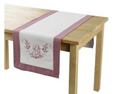 charme & douceur chemin de table 40x140cm polyester bonheur rose/blanc