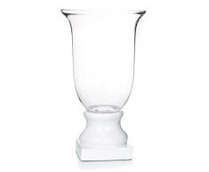 EUROCINSA 15341 Vase Porte-Bougie en Verre, céramique, Transparent, Blanc, 39 x 39 x 62 cm